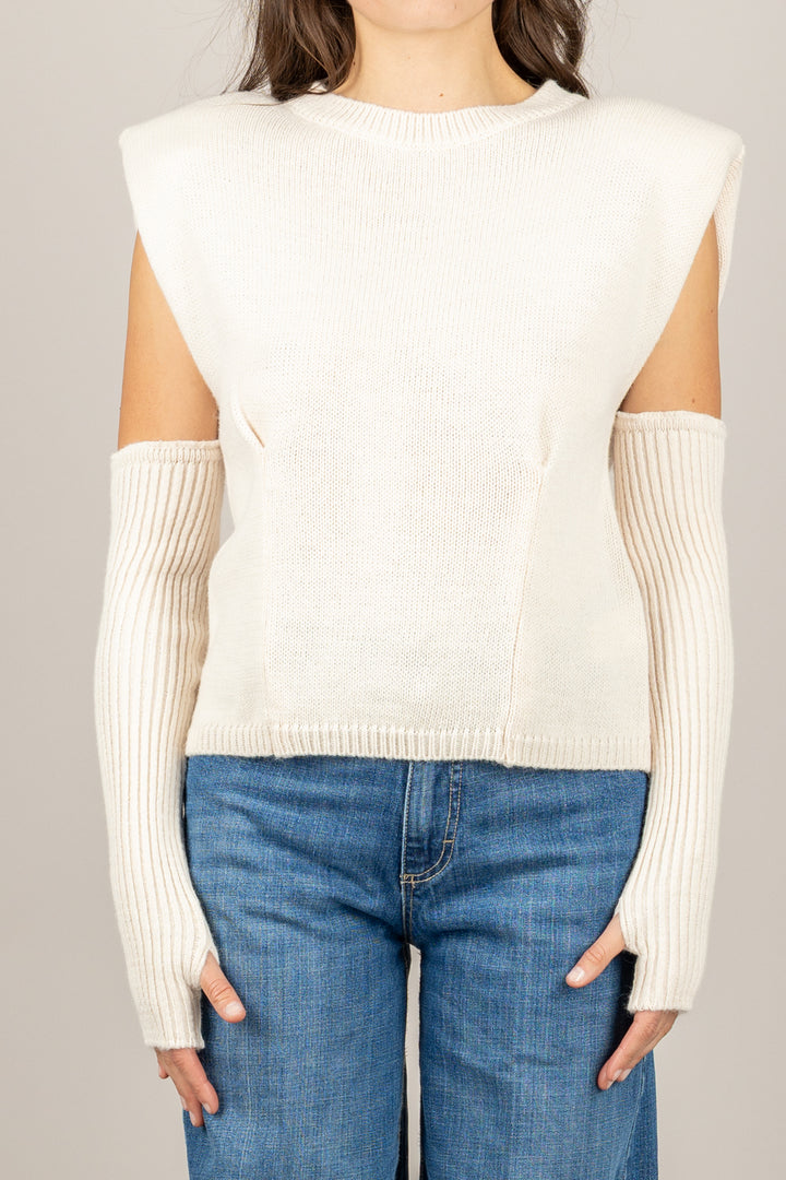 DIXIE - M566Y223 - GILET IN MAGLIA CON MANICOTTI