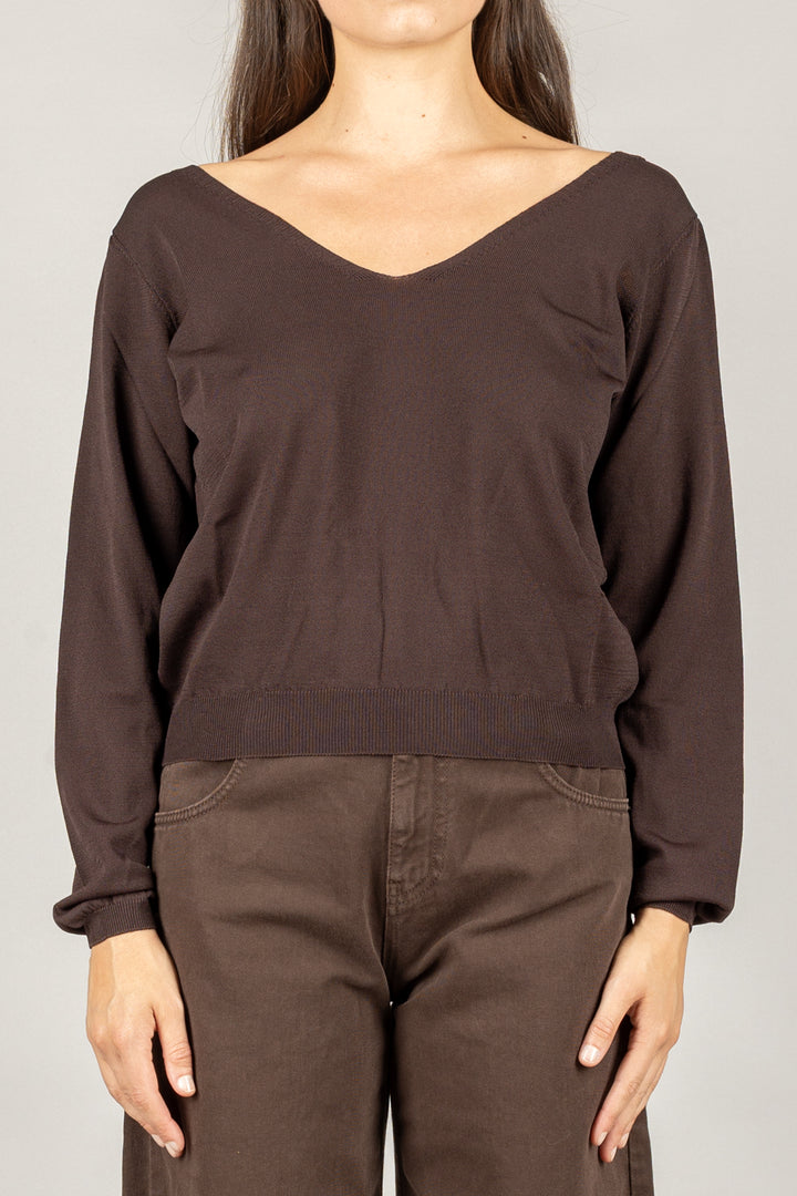VICOLO - 44034F - MAGLIA CROP SCOLLO A V