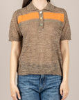 VICOLO - 4AB4022 - MAGLIA POLO MISTO LINO MORO/ARANCIO/VERDE