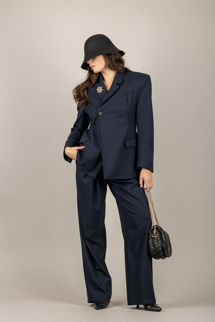 TENSIONE IN - W25P736 - PANTALONE PALAZZO CON PINCES