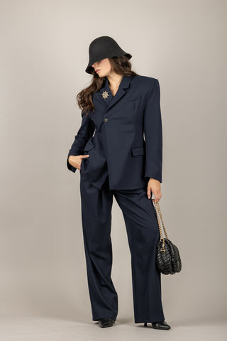 TENSIONE IN - W25P736 - PANTALONE PALAZZO CON PINCES