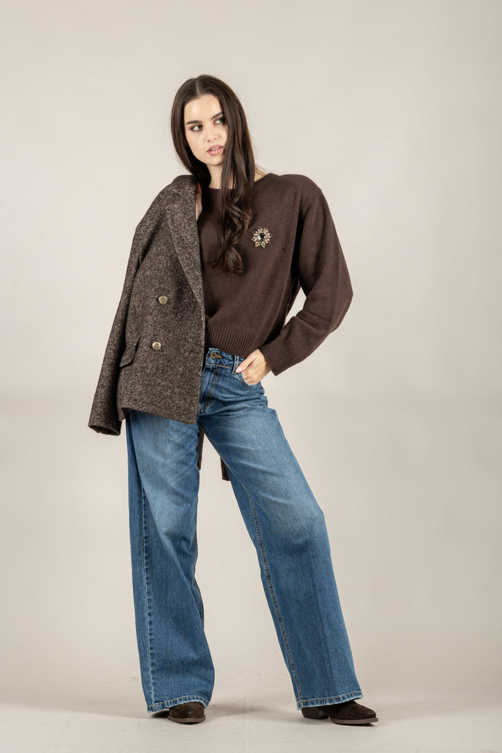 MOTEL - D80965/SPILLA - MAGLIA GIROCOLLO CON SPILLA