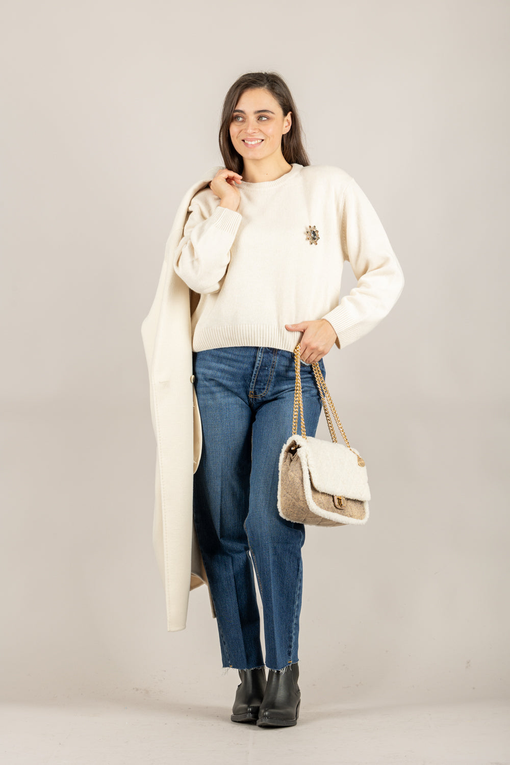 MOTEL - D80965/SPILLA - MAGLIA GIROCOLLO CON SPILLA