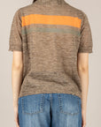 VICOLO - 4AB4022 - MAGLIA POLO MISTO LINO MORO/ARANCIO/VERDE