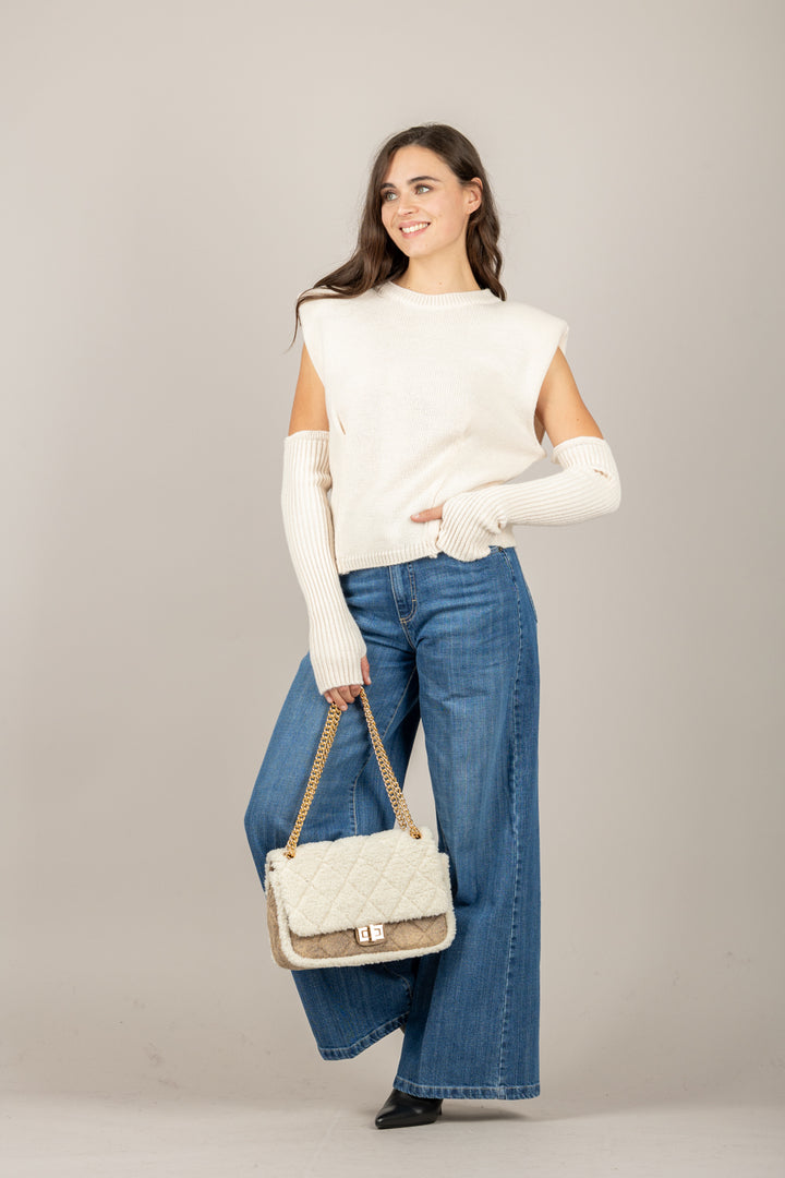 DIXIE - M566Y223 - GILET IN MAGLIA CON MANICOTTI