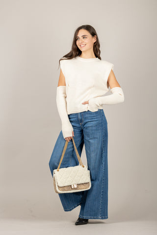 DIXIE - M566Y223 - GILET IN MAGLIA CON MANICOTTI