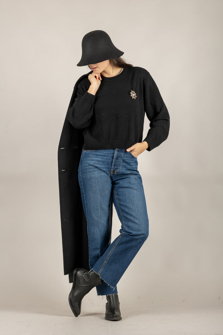 MOTEL - D80965/SPILLA - MAGLIA GIROCOLLO CON SPILLA