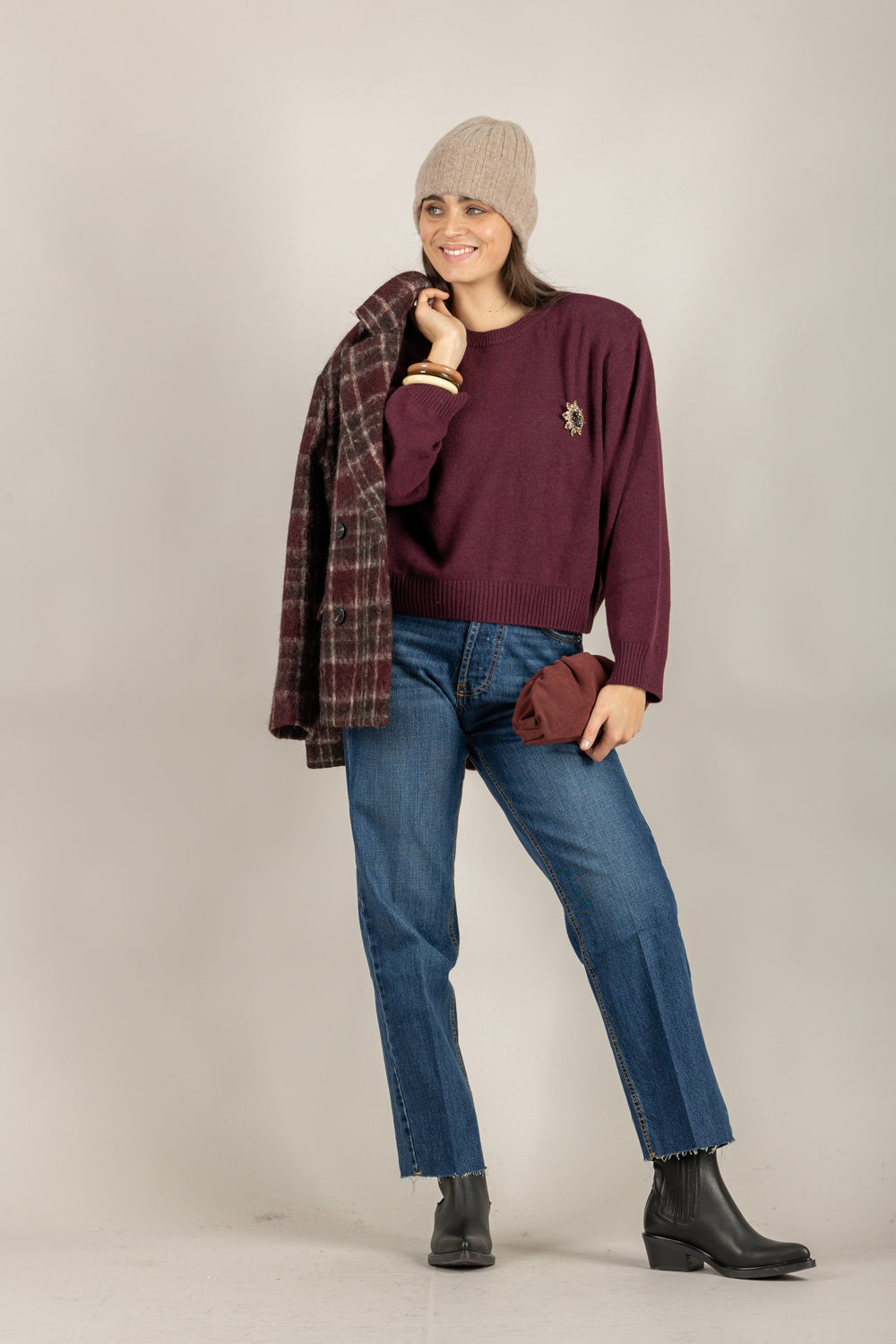 MOTEL - D80965/SPILLA - MAGLIA GIROCOLLO CON SPILLA