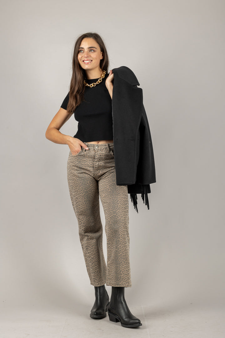 TENSIONE IN - TOM-LEO - JEANS CROP MACULATO
