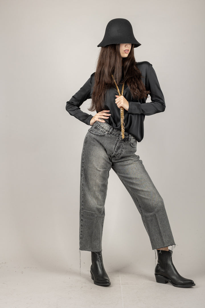 VICOLO - TF0244 - MAGLIA GIROCOLLO IN SATIN