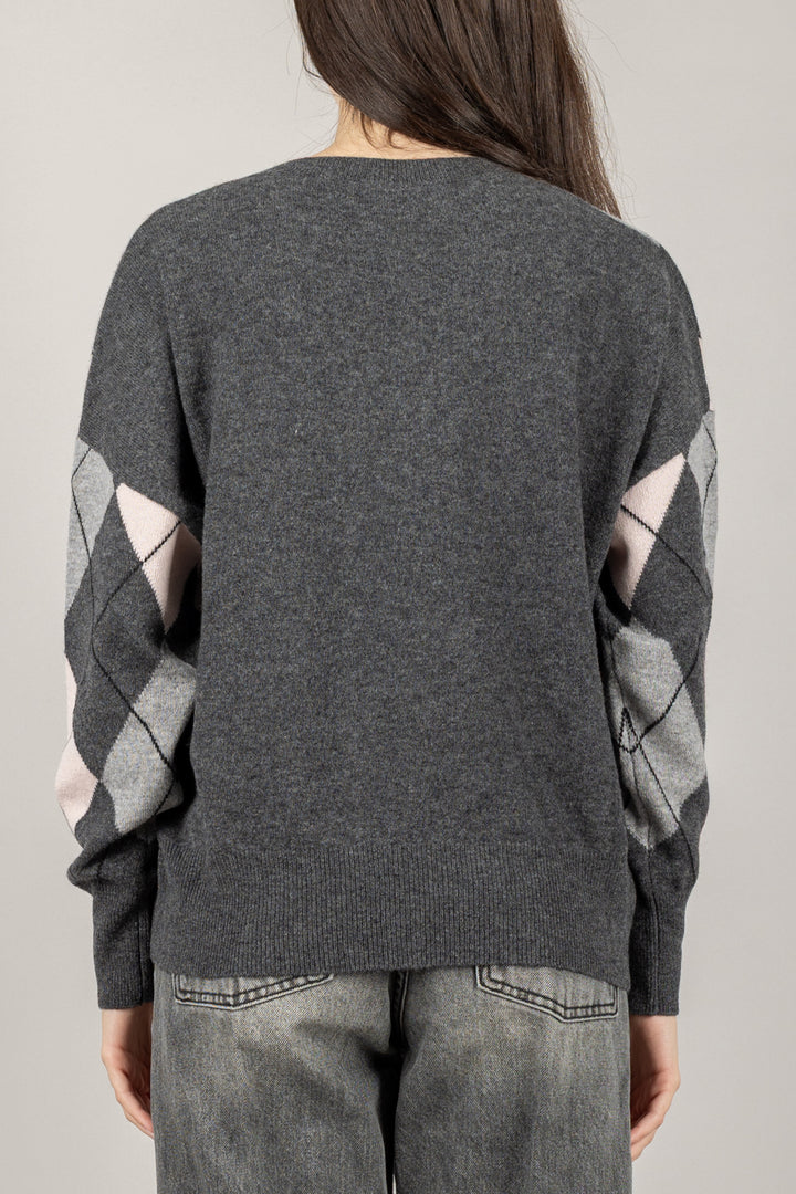 TENSIONE IN - WL1057 - MAGLIA SCOLLO A V CON ROMBI