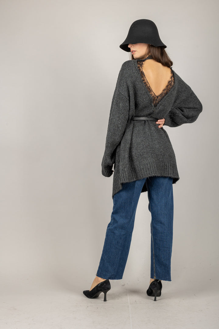 DIXIE - M566Y225 - CARDIGAN APERTO CON SCOLLO PIZZO