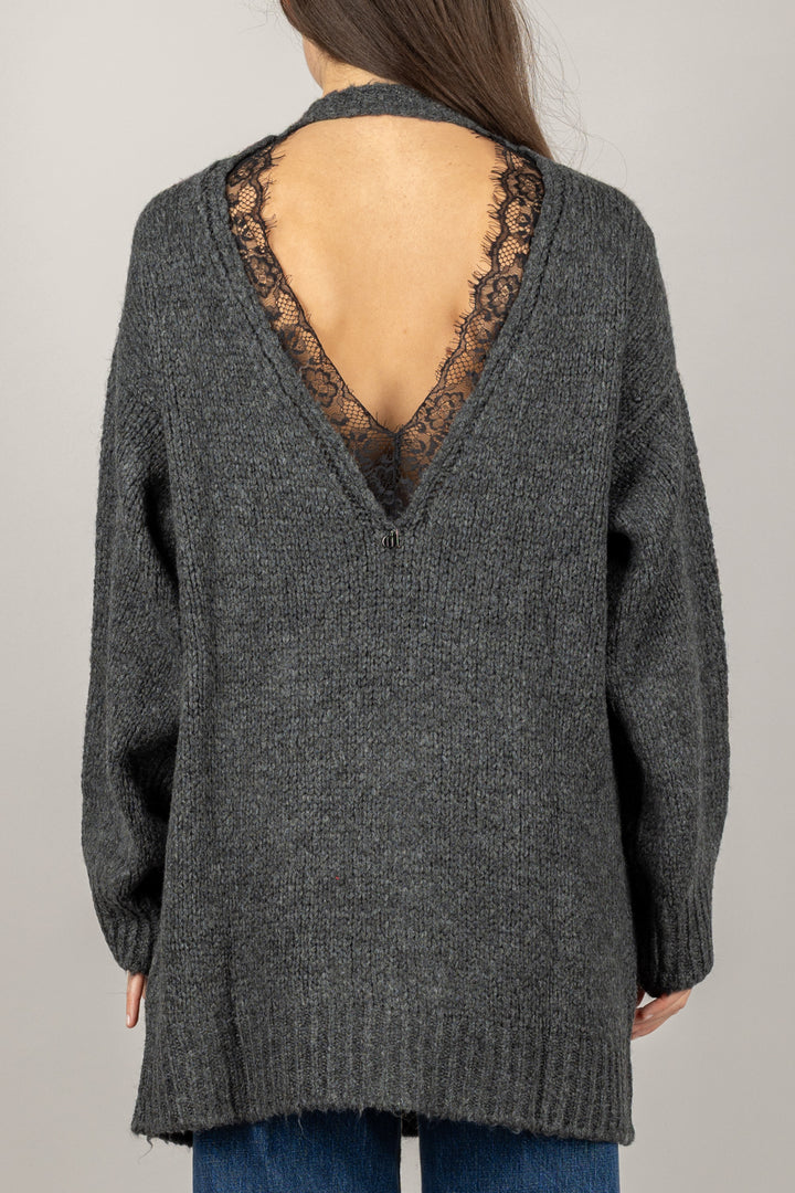 DIXIE - M566Y225 - CARDIGAN APERTO CON SCOLLO PIZZO