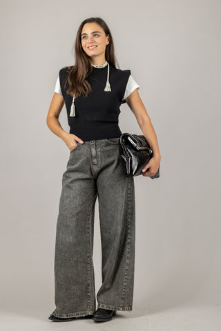 TENSIONE IN - GIUSI-NOIR - JEANS PALAZZO CON TASCONI