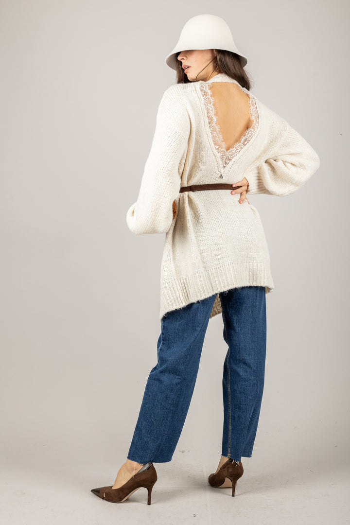DIXIE - M566Y225 - CARDIGAN APERTO CON SCOLLO PIZZO