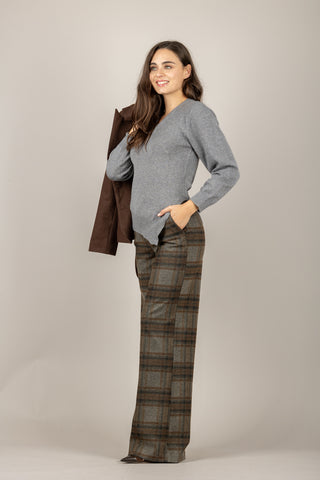 HAVEONE - PMI-P241 - PANTALONE PALAZZO CHECK