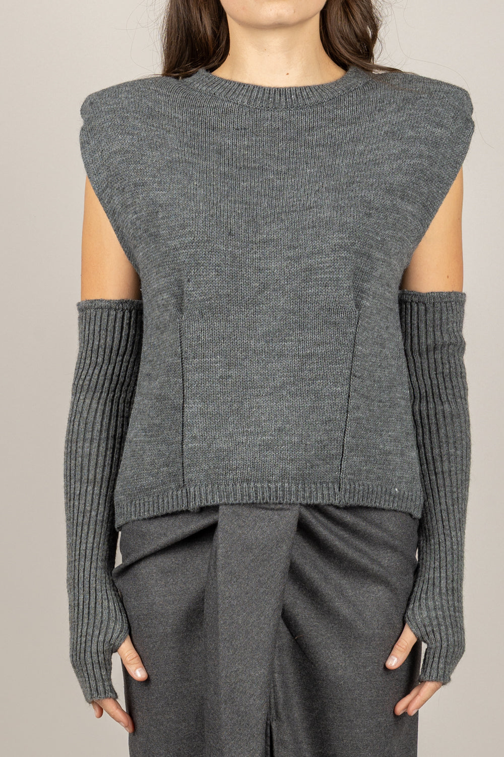 DIXIE - M566Y223 - GILET IN MAGLIA CON MANICOTTI