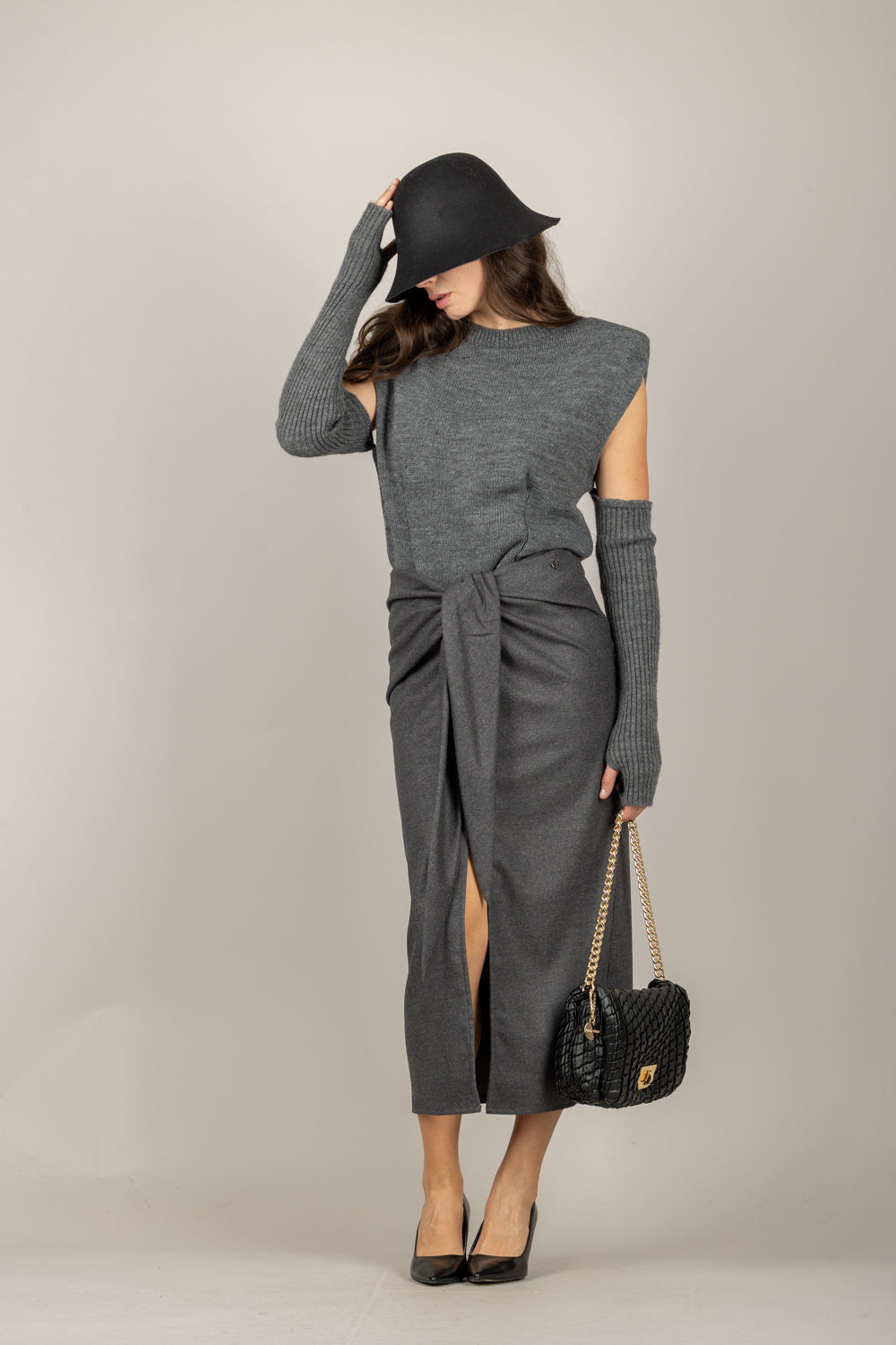 DIXIE - M566Y223 - GILET IN MAGLIA CON MANICOTTI