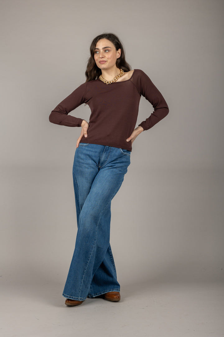 VICOLO - 22053D - MAGLIA SCOLLO ASIMMETRICO