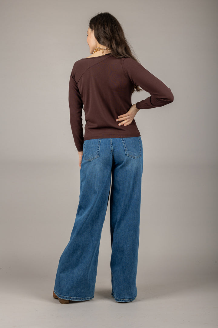 VICOLO - 22053D - MAGLIA SCOLLO ASIMMETRICO