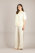 VICOLO - 2AB2066 - MAGLIA POLO RIGATA MANICA CORTA GIALLINO BEIGE