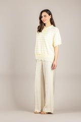 VICOLO - 2AB2066 - MAGLIA POLO RIGATA MANICA CORTA GIALLINO BEIGE