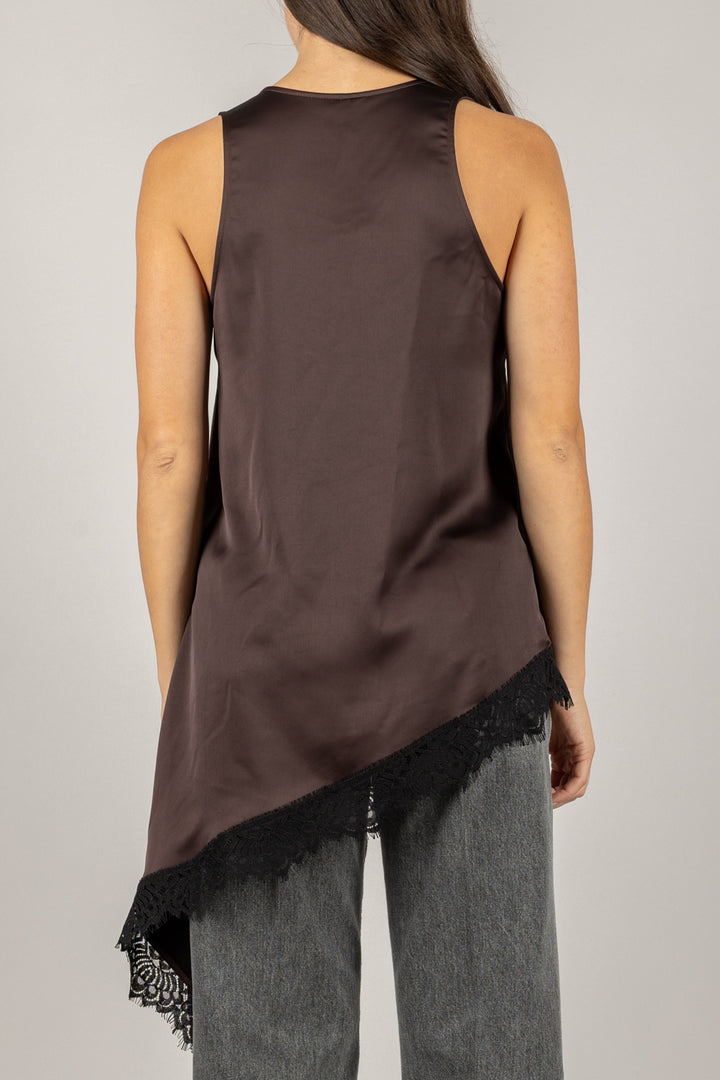 IMPERIAL - RIP3KBA - CANOTTA SATIN ASIMMETRICA CON PIZZO