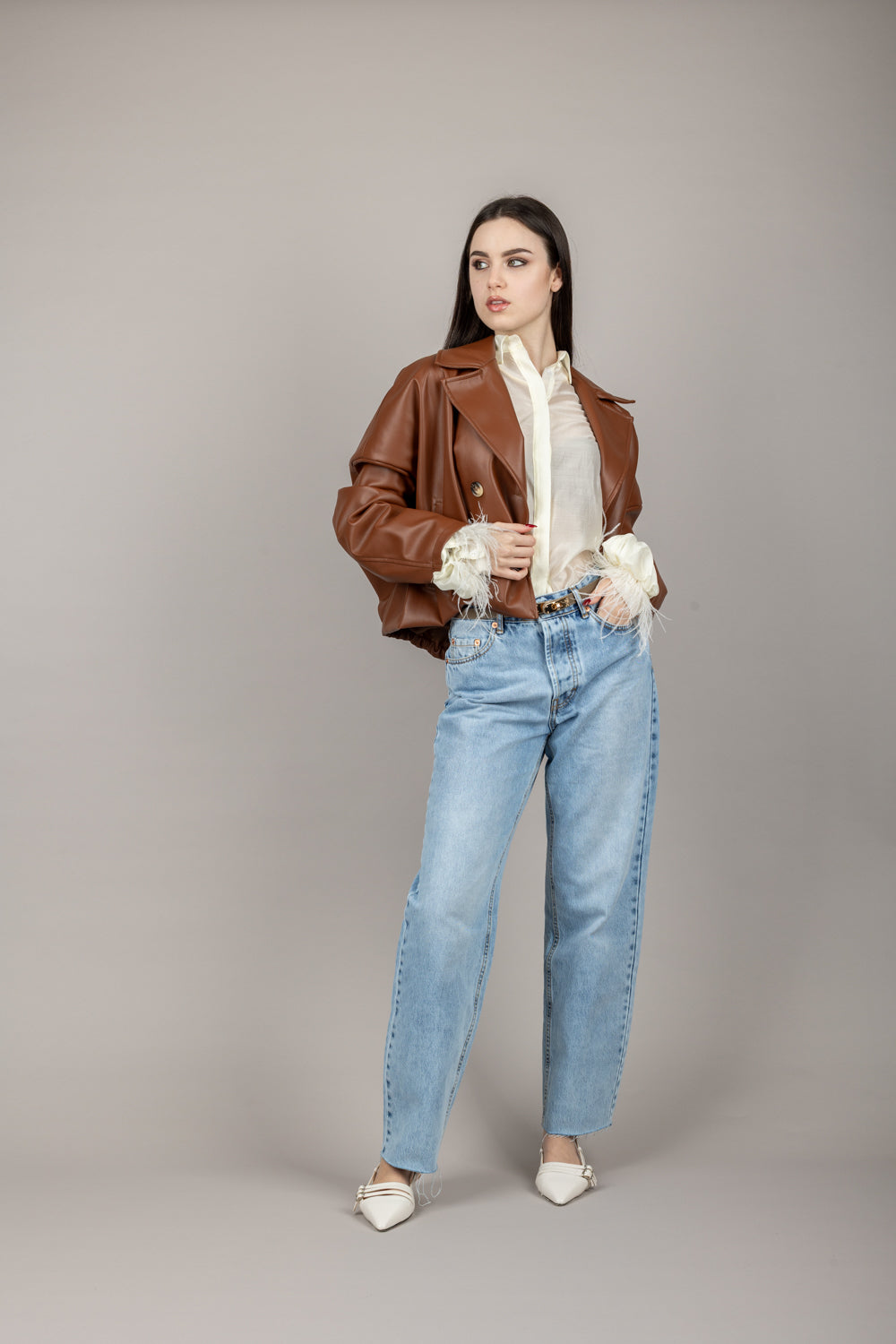 TENSIONE IN - CJ12042 - JEANS CROP TAGLIO VIVO