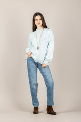 VICOLO - 5AB5010 - MAGLIA OVER CELESTE