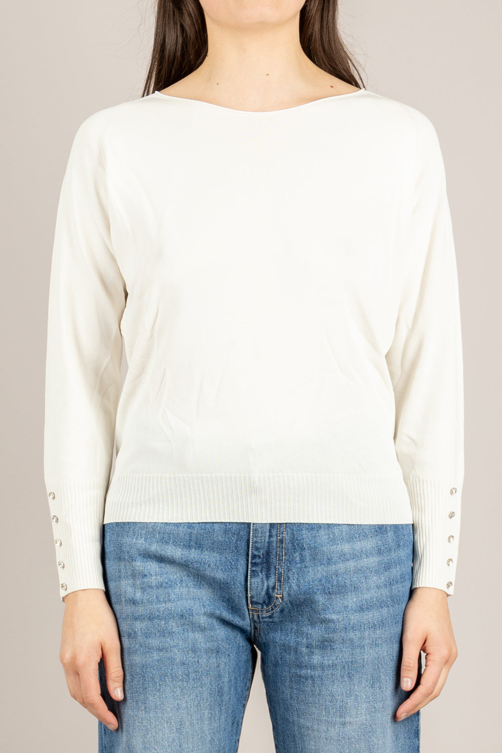 TENSIONE IN - 16059 - MAGLIA GIROCOLLO CREMA