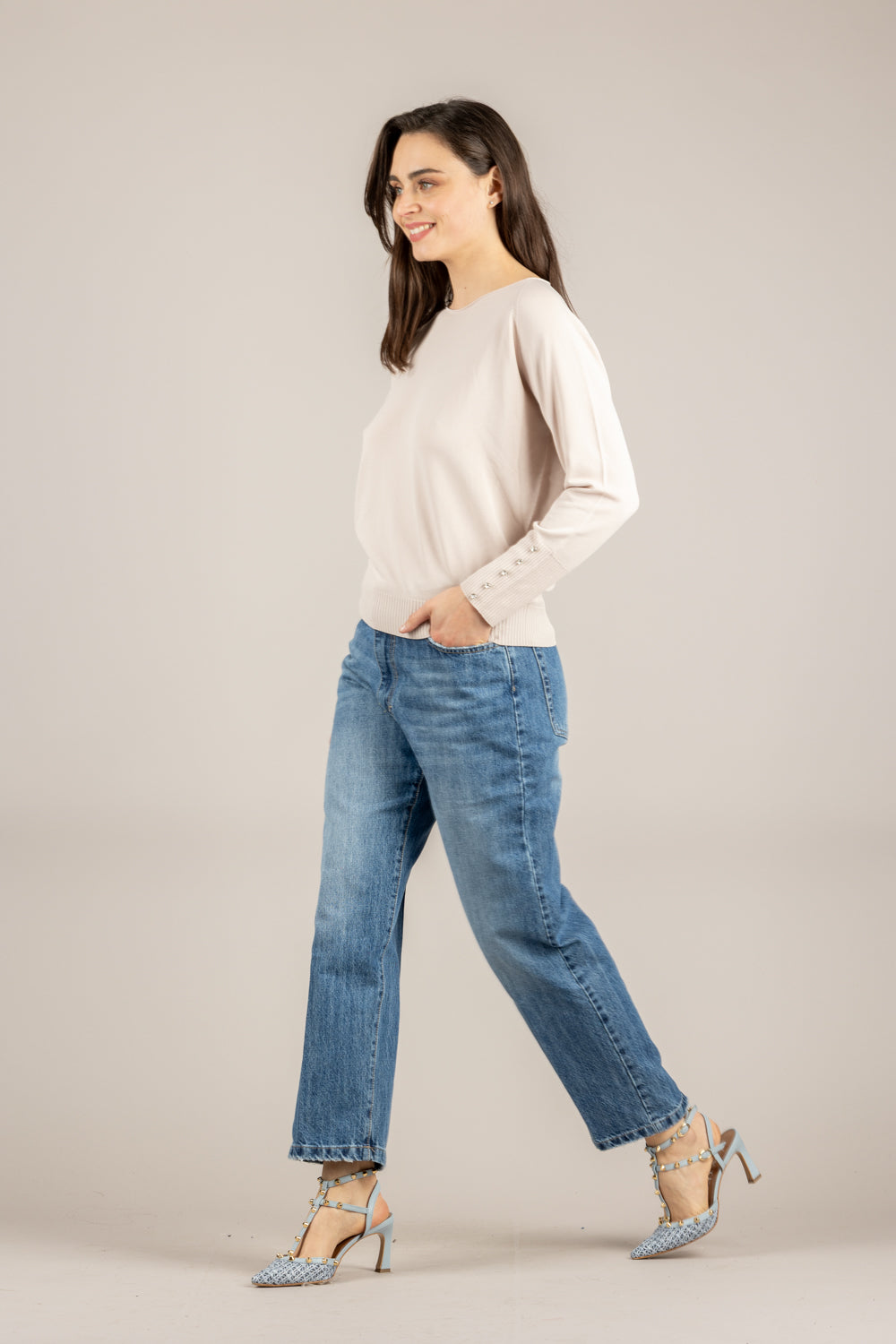 TENSIONE IN - 16059 - MAGLIA GIROCOLLO ROSA TENUE