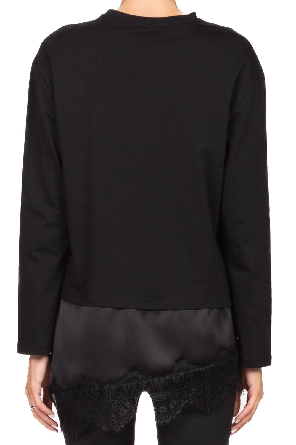 TENSIONE IN - FW250098 - T-SHIRT MANICA LUNGA CON PIZZO