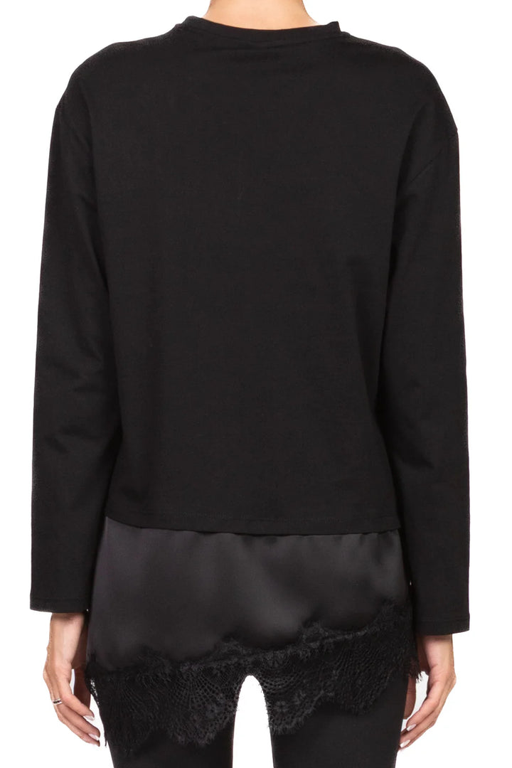 TENSIONE IN - FW250098 - T-SHIRT MANICA LUNGA CON PIZZO