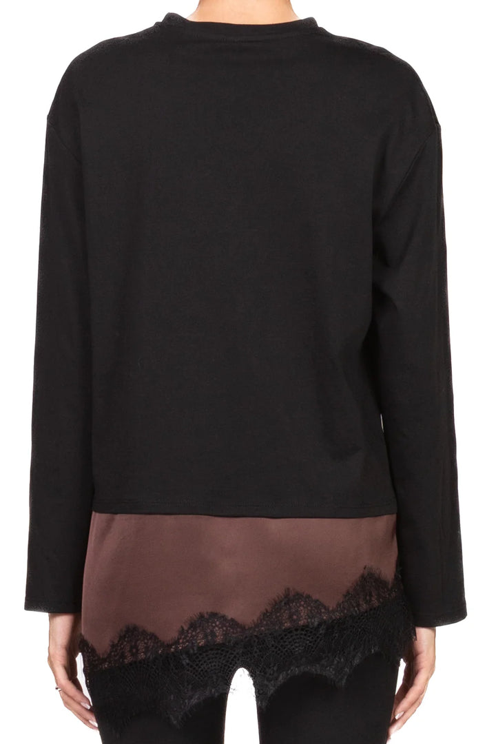 TENSIONE IN - FW250098 - T-SHIRT MANICA LUNGA CON PIZZO