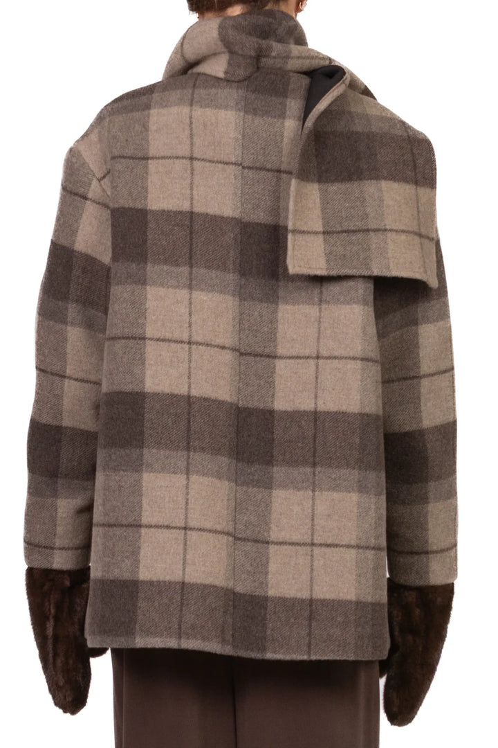 TENSIONE IN - 26B1610 - CAPPOTTO QUADRI CON SCIARPA E GUANTI