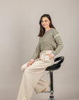 TENSIONE IN - 26135 - MAGLIA A RIGHE ROSA/SABBIA/MILITARE