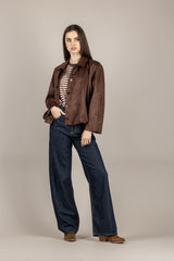 TENSIONE IN - 26B4164 - GIACCA BOMBER IN SUEDE INTRECCIATO MORO