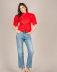 TENSIONE IN - 26B4542 - GIACCA CROP MANICA CORTA ROSSO