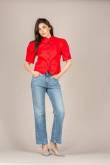 TENSIONE IN - 26B4542 - GIACCA CROP MANICA CORTA ROSSO