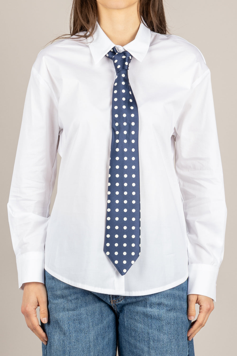 TENSIONE IN - 26C4355 - CAMICIA C/CRAVATTA POIS BIANCO/BLU/BIANCO