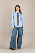 TENSIONE IN - 26C4355 - CAMICIA C/CRAVATTA POIS CELESTE/MORO/SKY