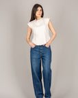 TENSIONE IN - 26C4504 - TOP SFIANCATO IN PUNTO MILANO BURRO