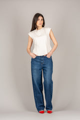 TENSIONE IN - 26C4504 - TOP SFIANCATO IN PUNTO MILANO BURRO