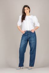TENSIONE IN - 26C4718 - CAMICIA CROP MANICA A PALLONCINO BIANCO