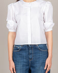 TENSIONE IN - 26C4718 - CAMICIA CROP MANICA A PALLONCINO BIANCO