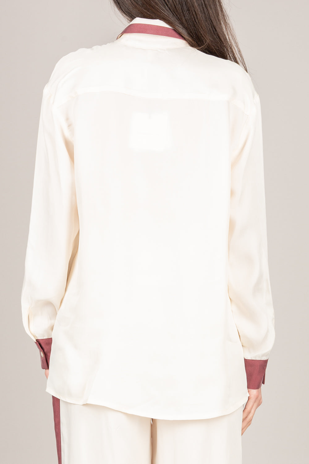 TENSIONE IN - 26C4731 - CAMICIA CUPRO CON TASCHINO PANNA/VINO