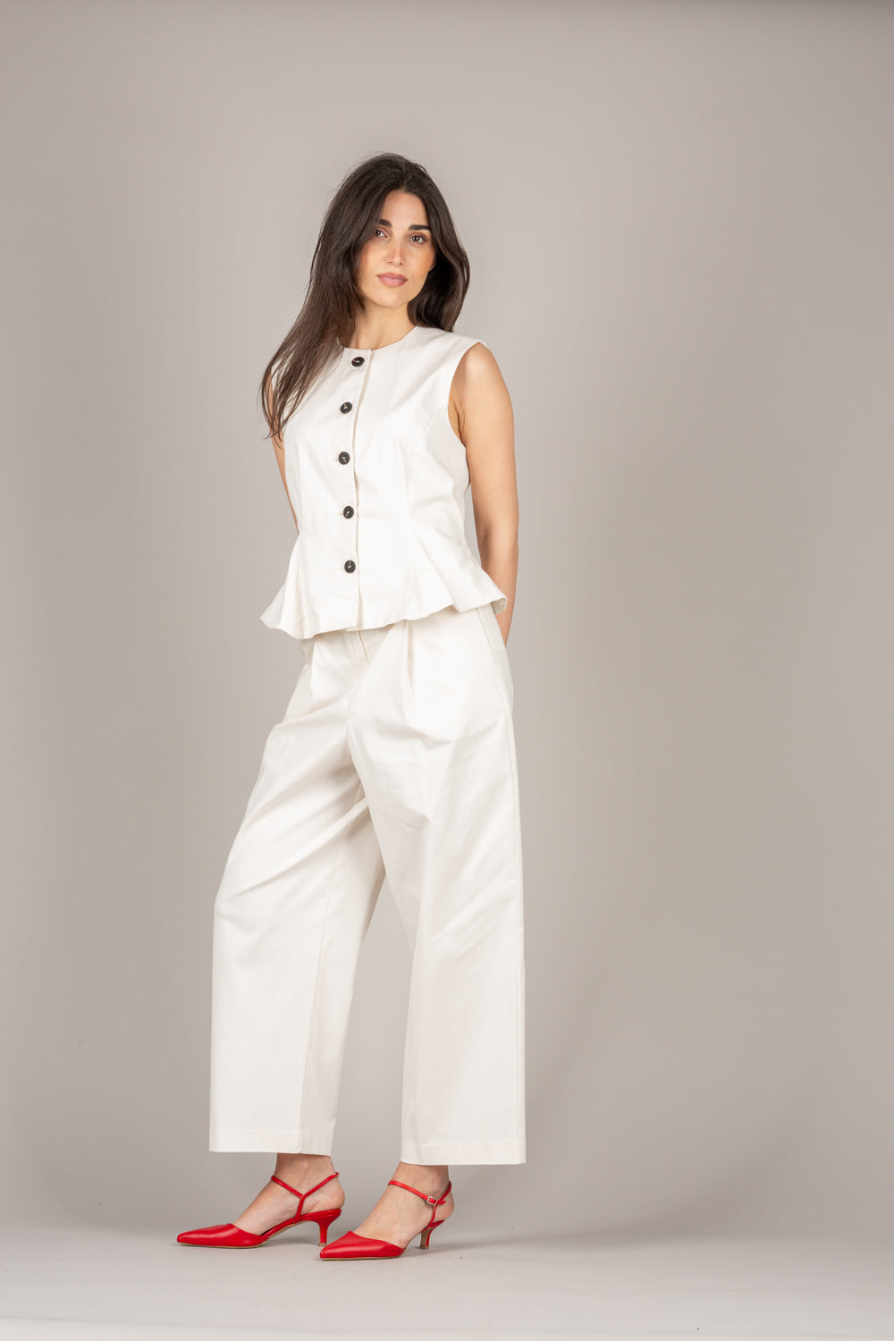 TENSIONE IN - 26D4508 - GILET SFIANCATO VANIGLIA