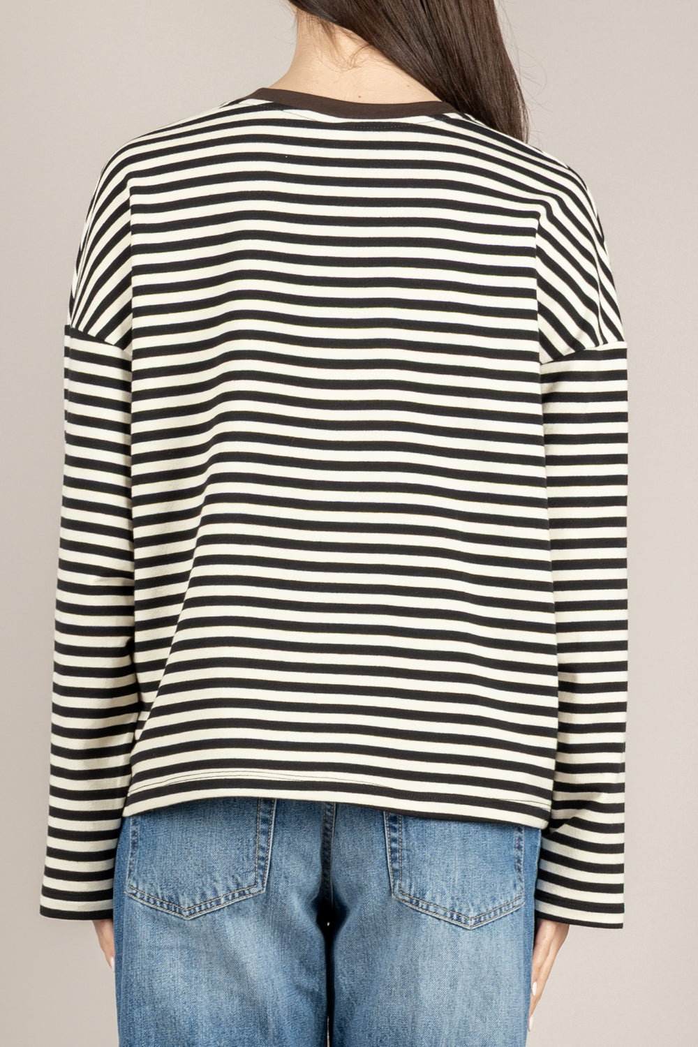 TENSIONE IN - 26M4116 - MAGLIA RIGHE BIANCO/NERO/MORO