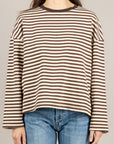 TENSIONE IN - 26M4116 - MAGLIA RIGHE PANNA/MORO/MORO
