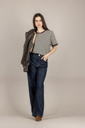 TENSIONE IN - 26M4121 - MAGLIA M/N RIGHE BIANCO/NERO/MORO